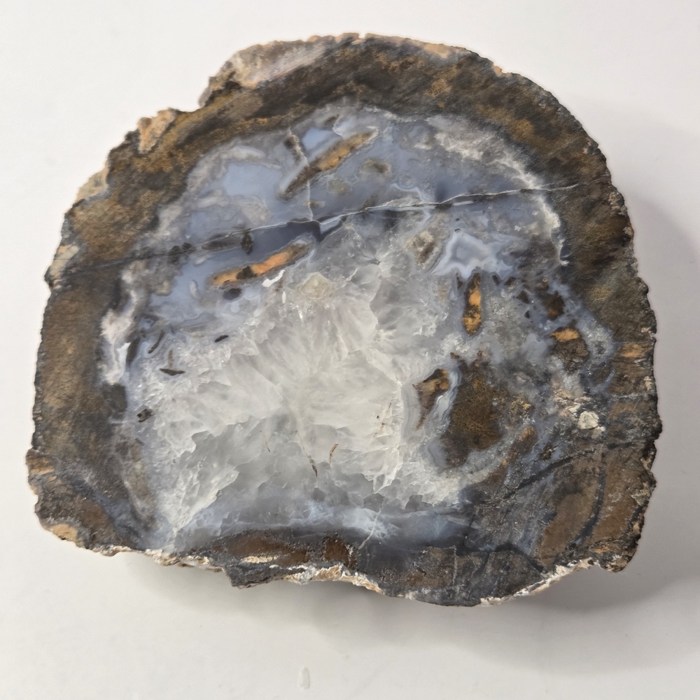 natural polished geode stone blue grey 4in 1/2 stone home decor paperweight